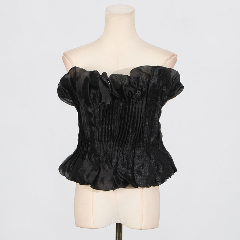 PRINTED RUFFLE TOP, BLACK, CASUAL DATE NIGHT