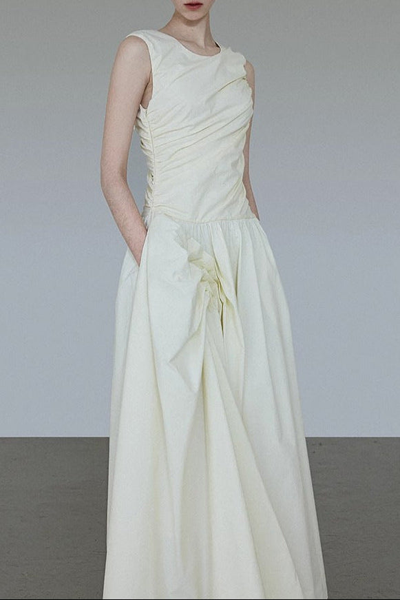 JENNY RUCHED A-LINE MIDI DRESS APRICOT