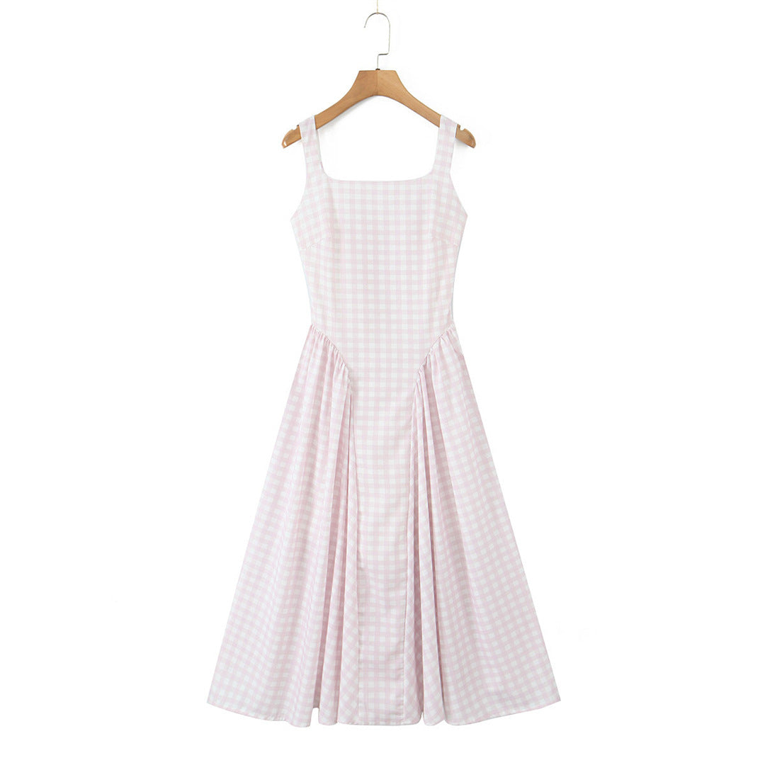 SHERRIE MIDI DRESS IN BLUSH GINGHAM