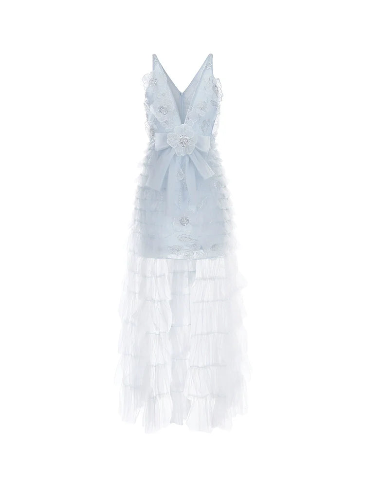 VIVI LIGHT BLUE SLEEVELESS CHIFFON BANQUET GOWN