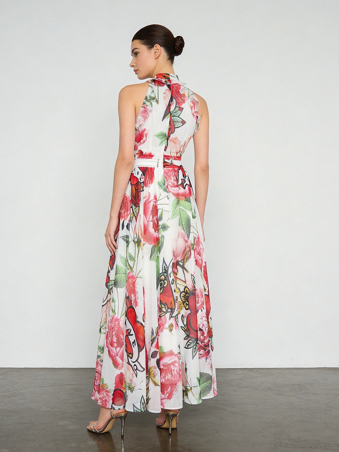FLORAL SWING DRESS, SLEEVELESS FLOWING SHIFT FOR PARTY
