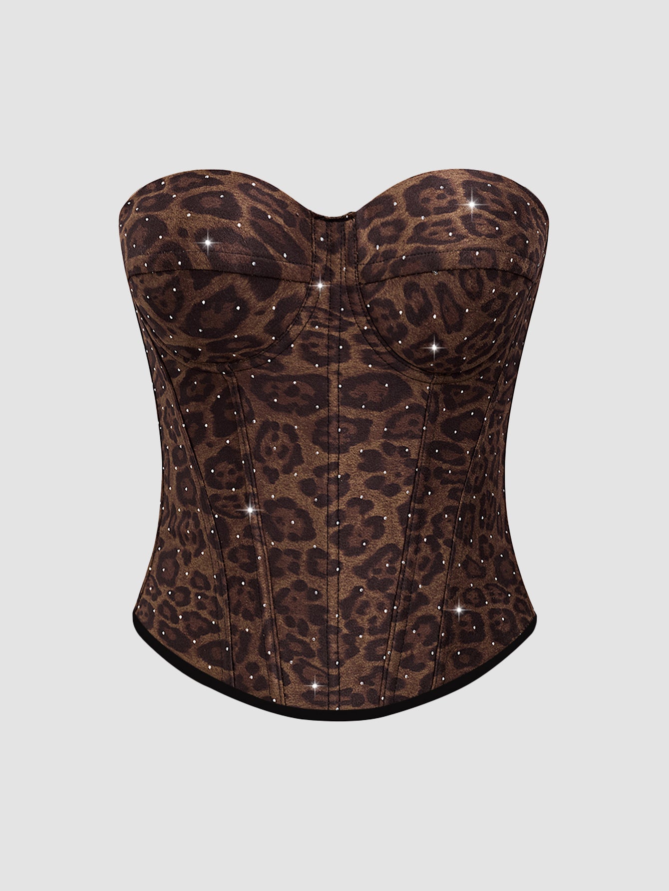 LEOPARD PRINT VELVET STRAPLESS CAMISOLE FOR PARTY NIGHTS