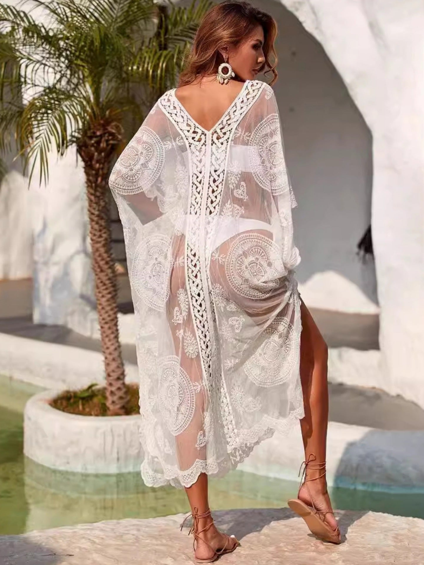 WHITE BELINDA EMBROIDERED BEACH COVER-UP VACATION