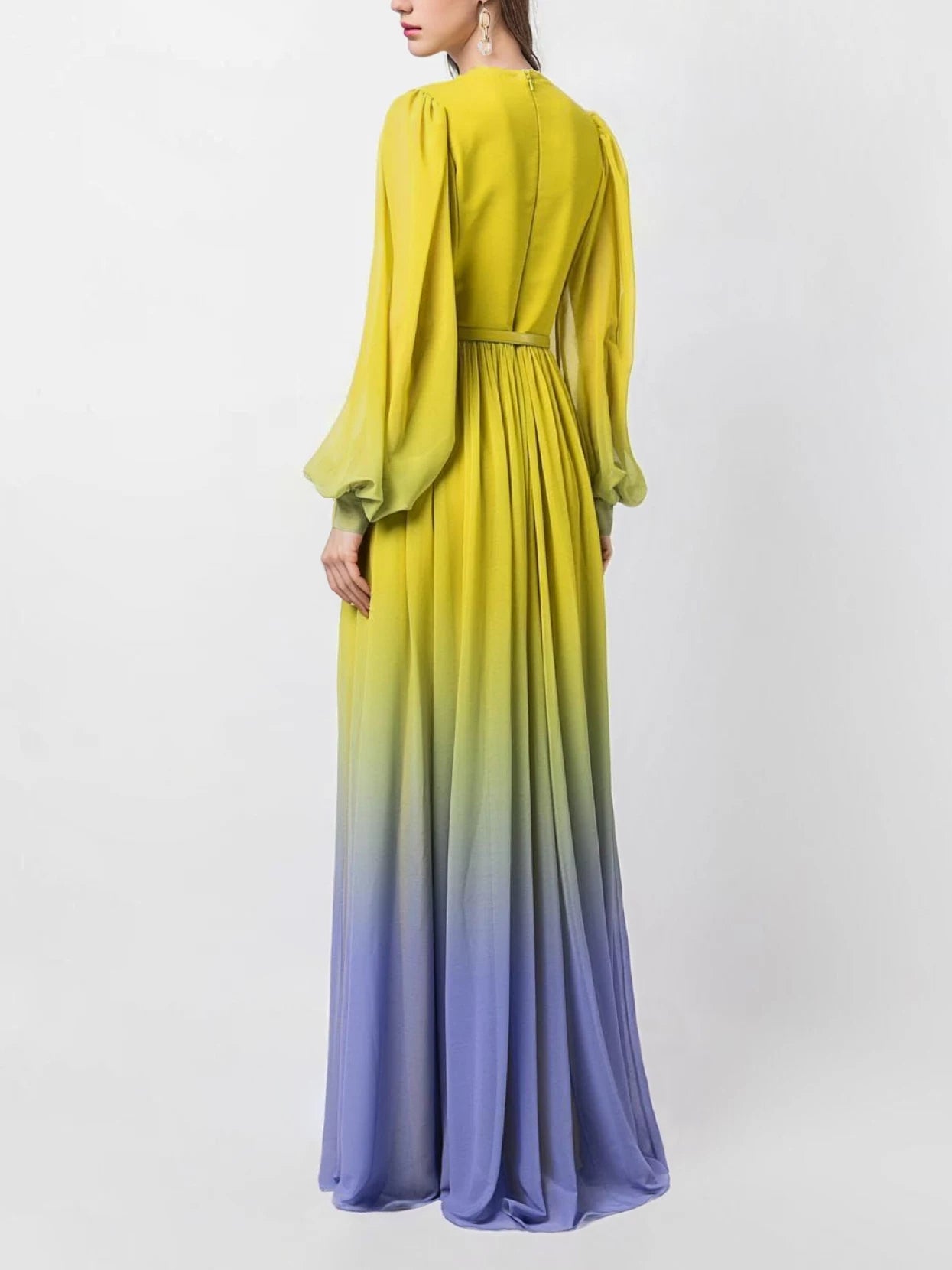 GRADIENT BALLOON SLEEVE MAXI DRESS FOR EVENTS