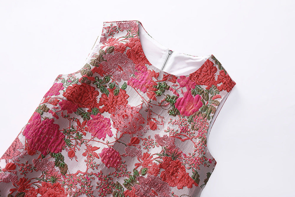 HILARY FLORAL EMBROIDERY SLEEVELESS MINI DRESS
