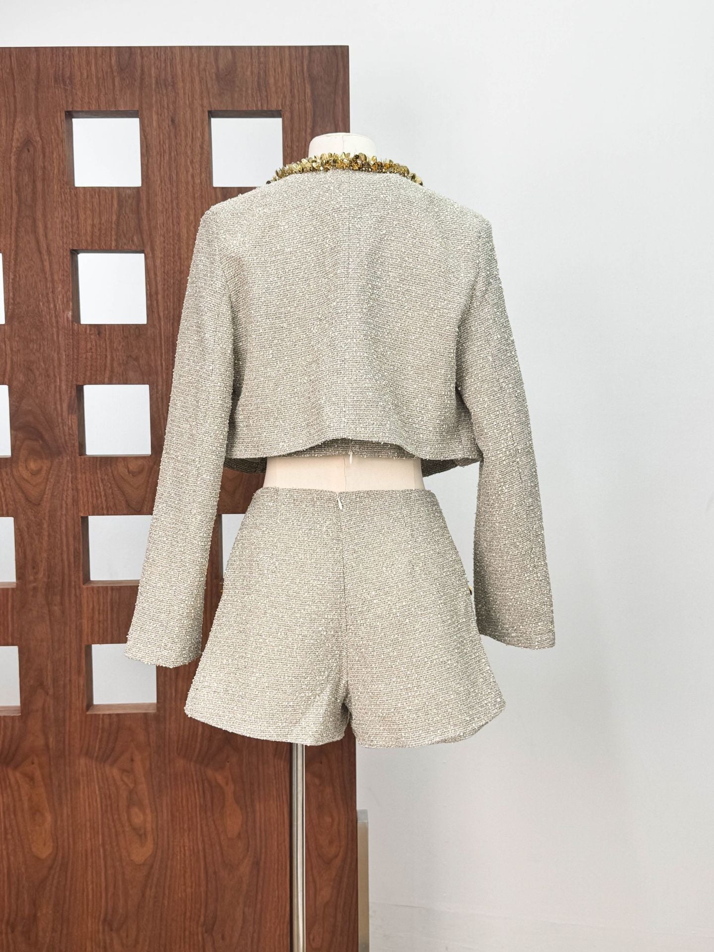 EVANGELINE SEQUIN JACKET APRICOT PARTY BLAZER