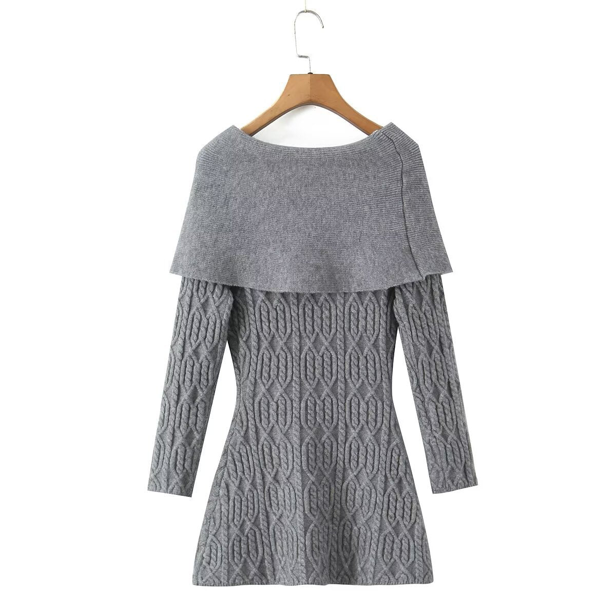 GWENDOLYN OFF-SHOULDER KNIT MINI DRESS GREY