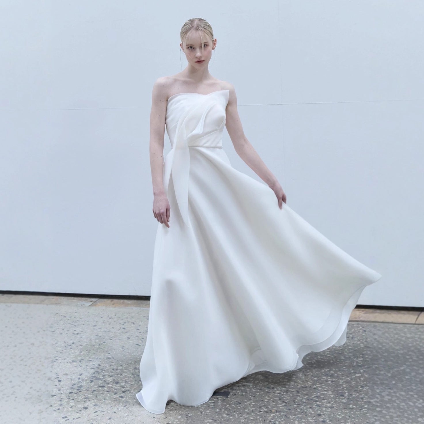SATIN STRAPLESS BARBARA MAXI DRESS - WHITE EVENING
