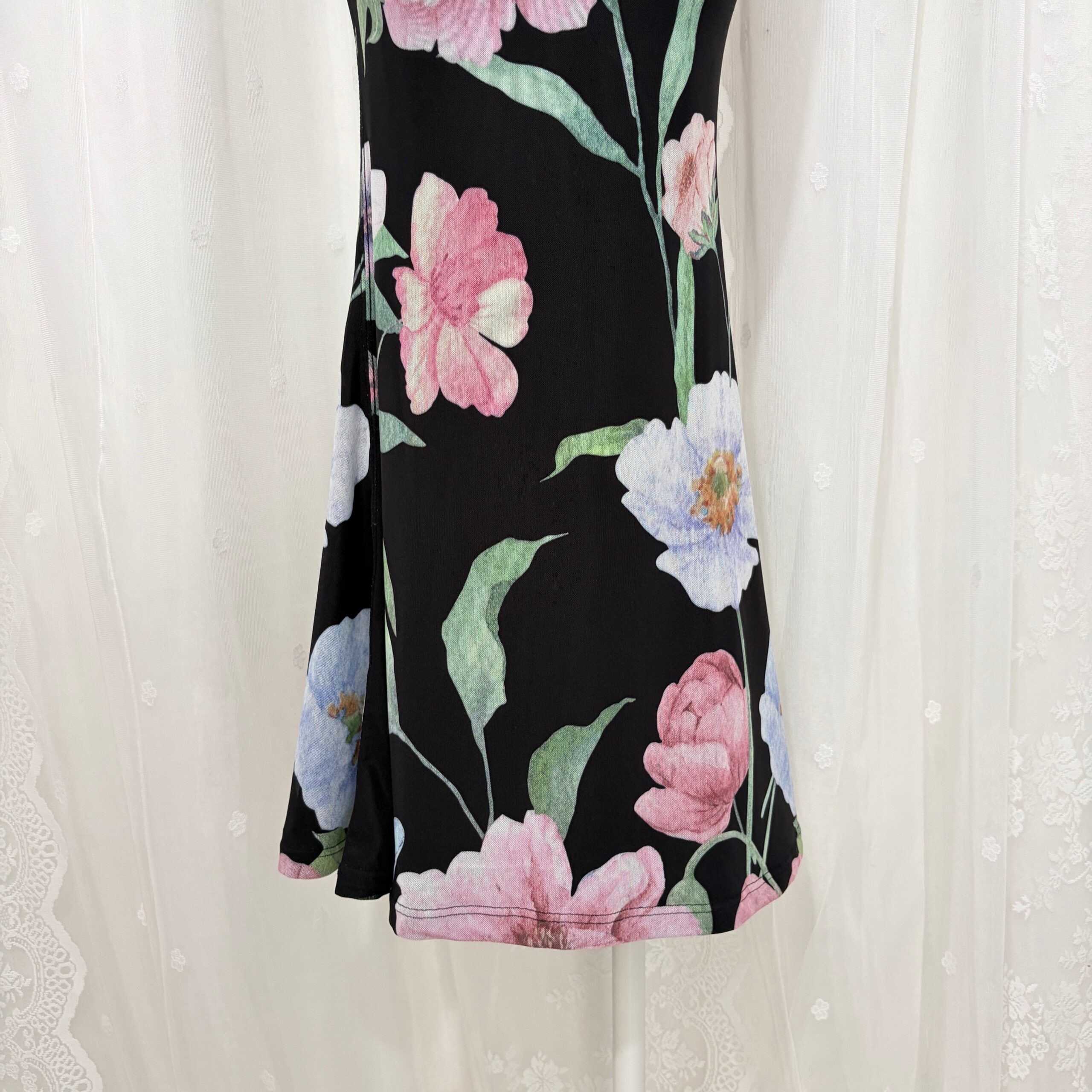 BLACK FLORAL STRAPLESS MERMAID MAXI DRESS