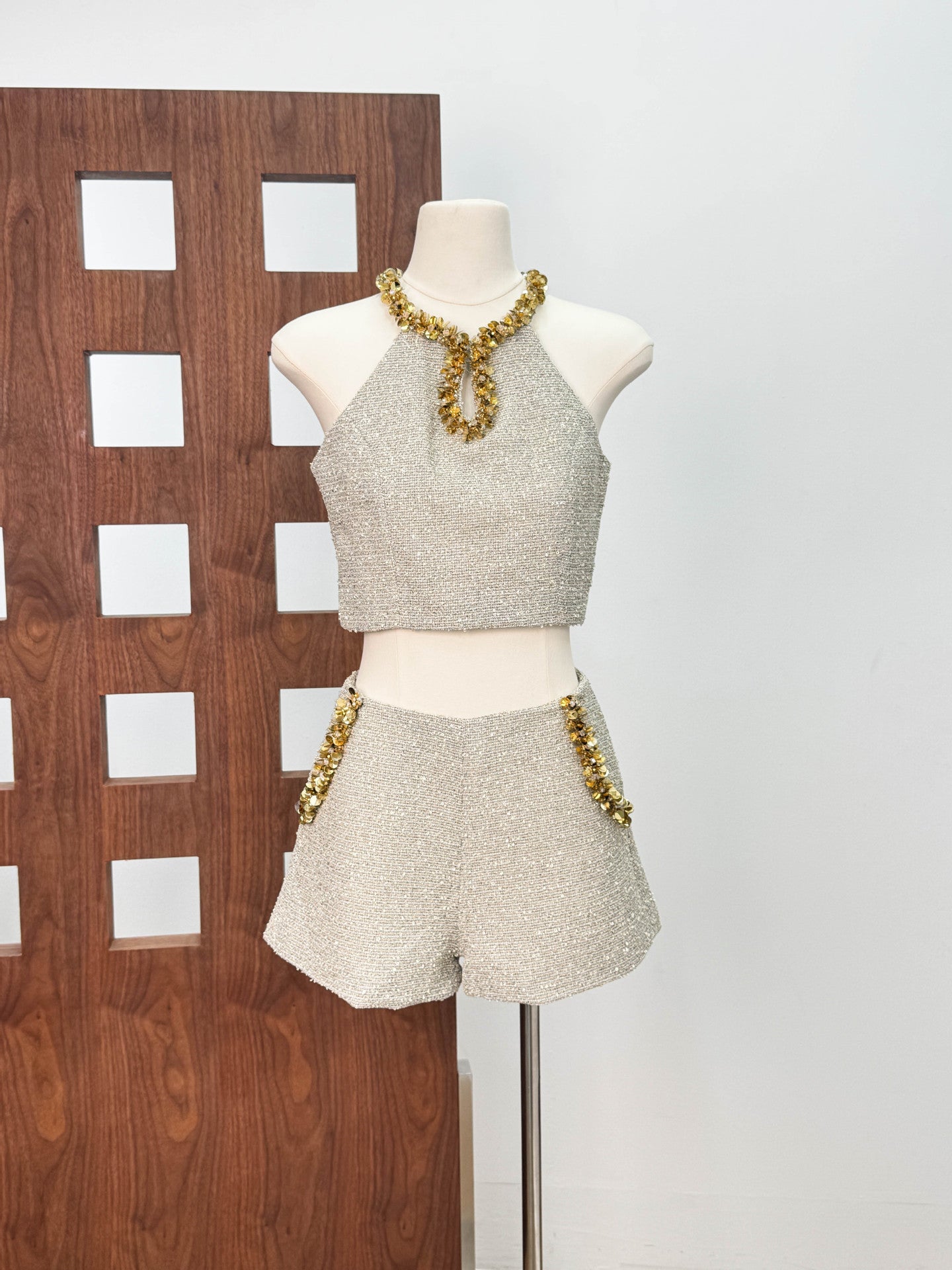EVANGELINE SEQUIN APRICOT TOP FOR PARTY NIGHTS
