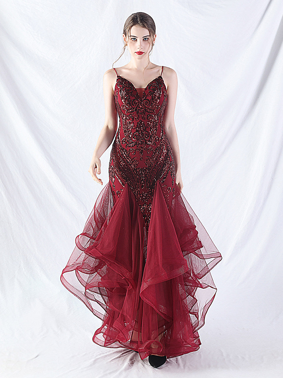 SEQUIN TULLE MAXI DRESS FOR WEDDING GUEST