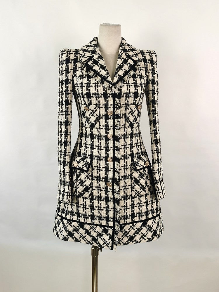 OPHELIA HOUNDSTOOTH TWEED MINI DRESS COCKTAIL