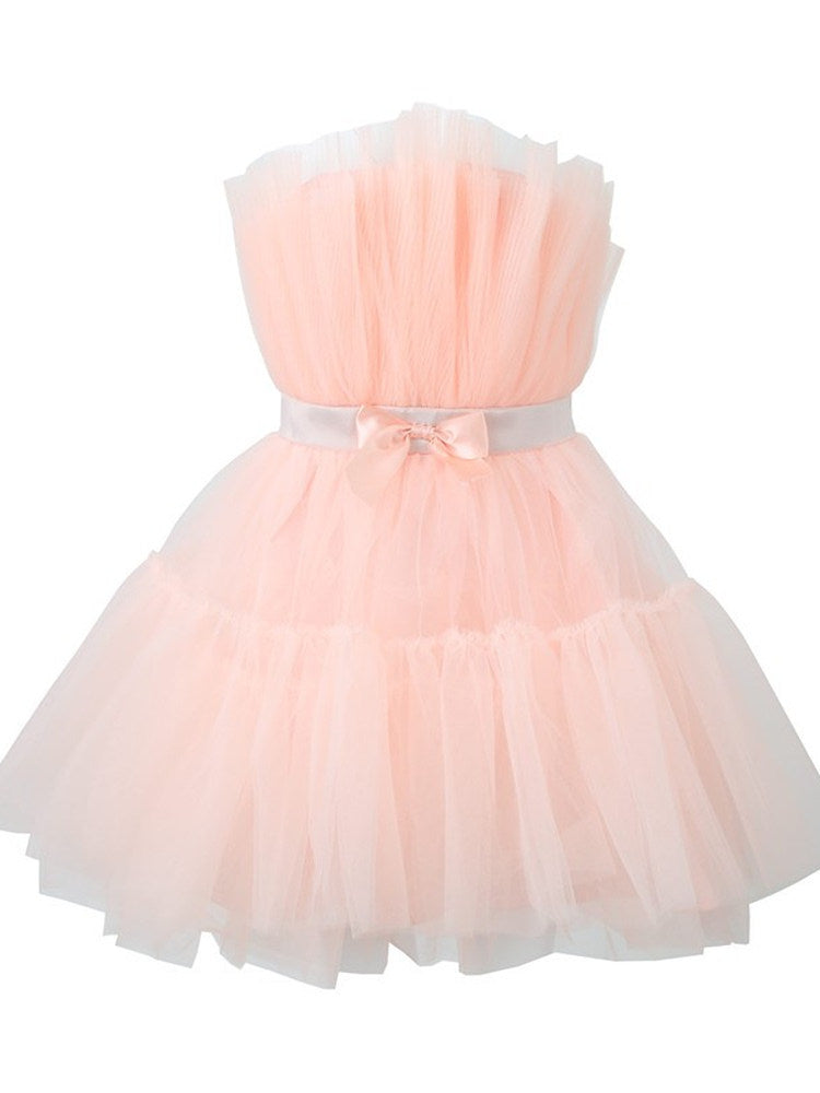 FREDERICA BOW-ACCENT WAIST DRESS - PINK
