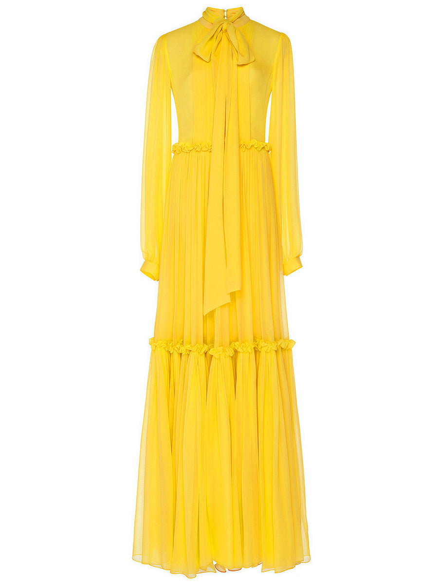 YELLOW SWING DRESS LONG SLEEVE CASUAL OCCASION