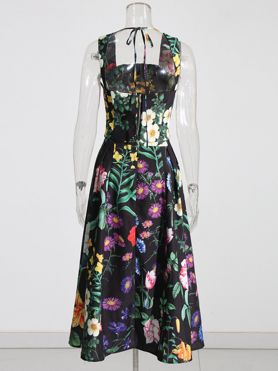 FLOWER PRINT TWO PIECE SET VACATION OUTFIT