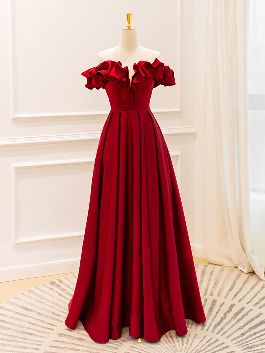 O1CN01FtZ12m1H6lXBFj5Mf__30860709 A-LINE OFF-SHOULDER BURGUNDY SATIN COCKTAIL DRESS