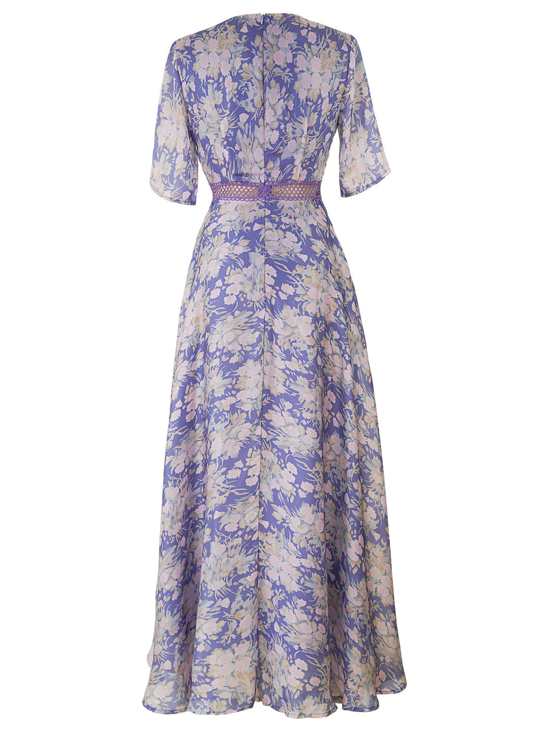PURPLE FLORAL PRINT V-NECK MAXI DRESS FOR WEDDING