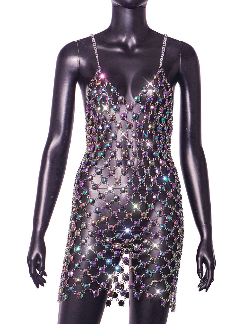 RHINESTONE HOLLOW BODYCON DRESS FOR EVENING