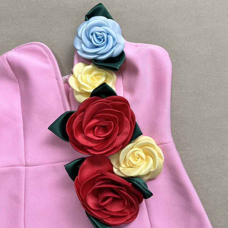 EIGRA 3D FLOWER TUBE MINI PARTY DRESS
