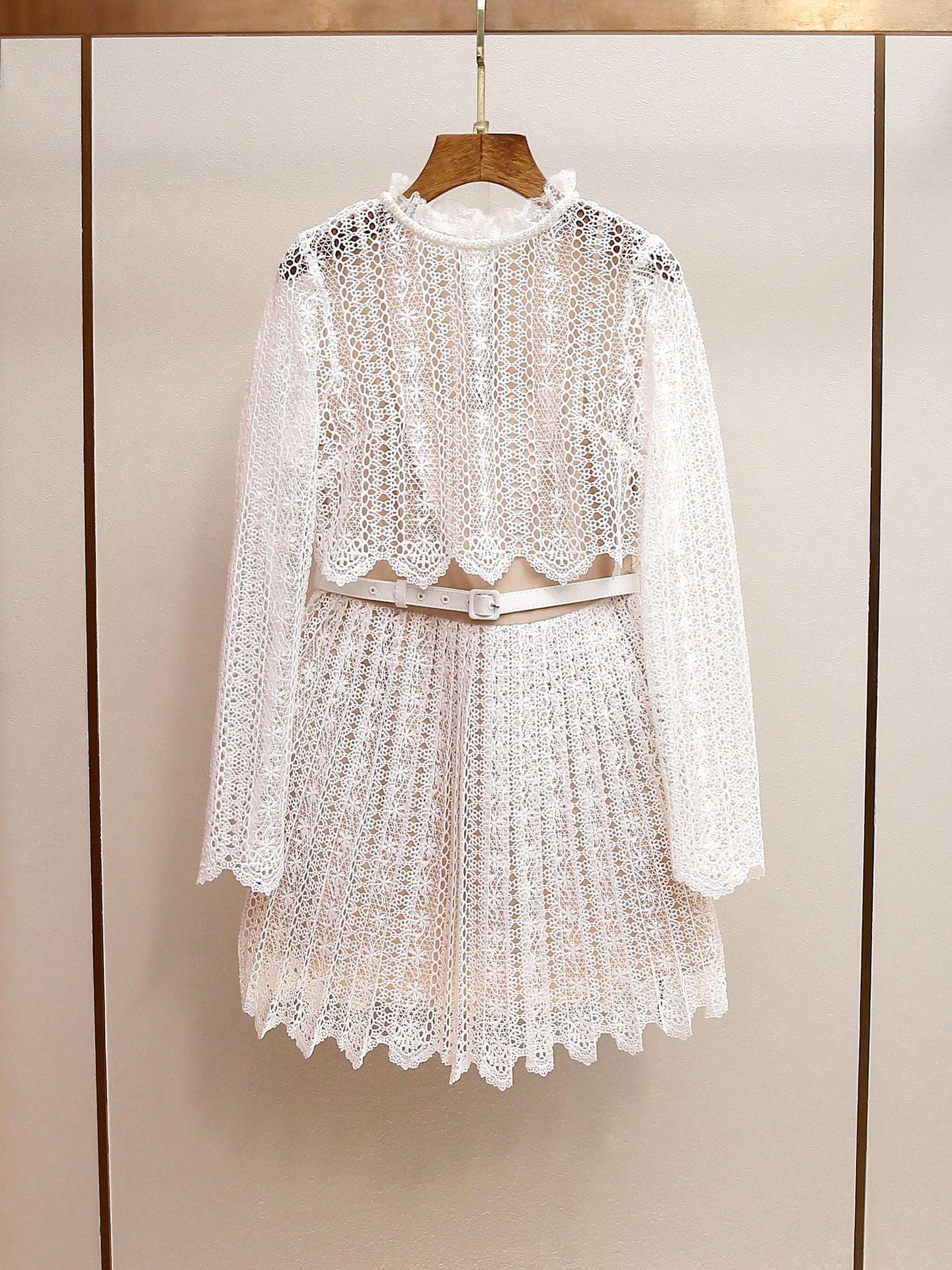 ODELETTE CREAM LACE MINI DRESS FOR WEDDING GUEST