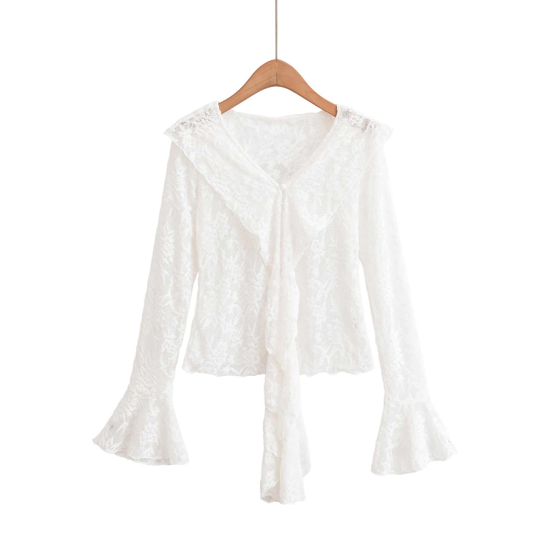 LACE HOLLOW FLARED SLEEVE TOP FOR PARTY