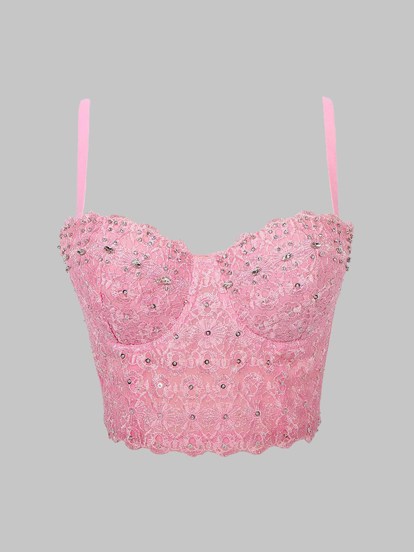 SKIN TONE EMBROIDERED RHINESTONE BONING CORSET