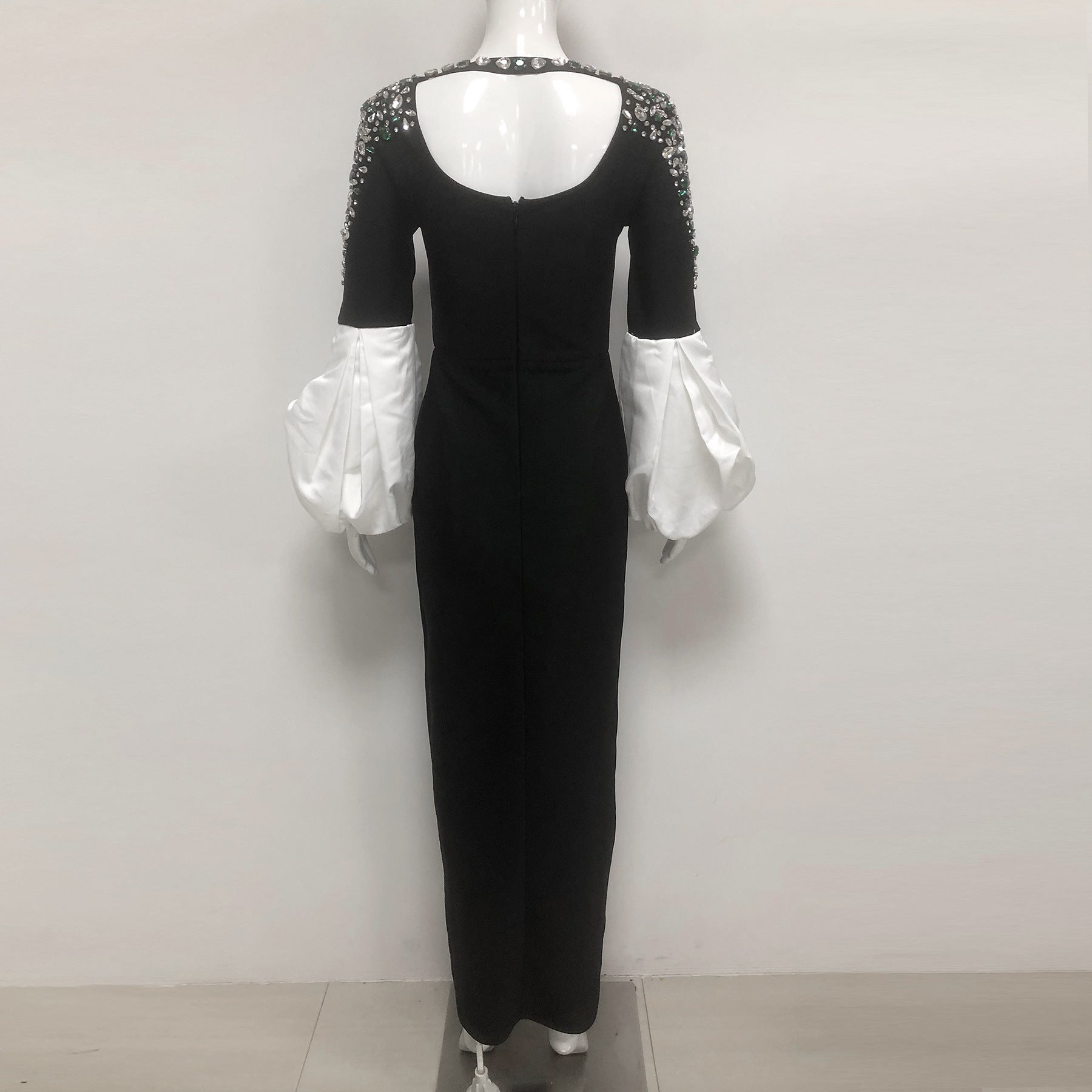 ELLEN BLACK RHINESTONE BANDAGE MAXI DRESS