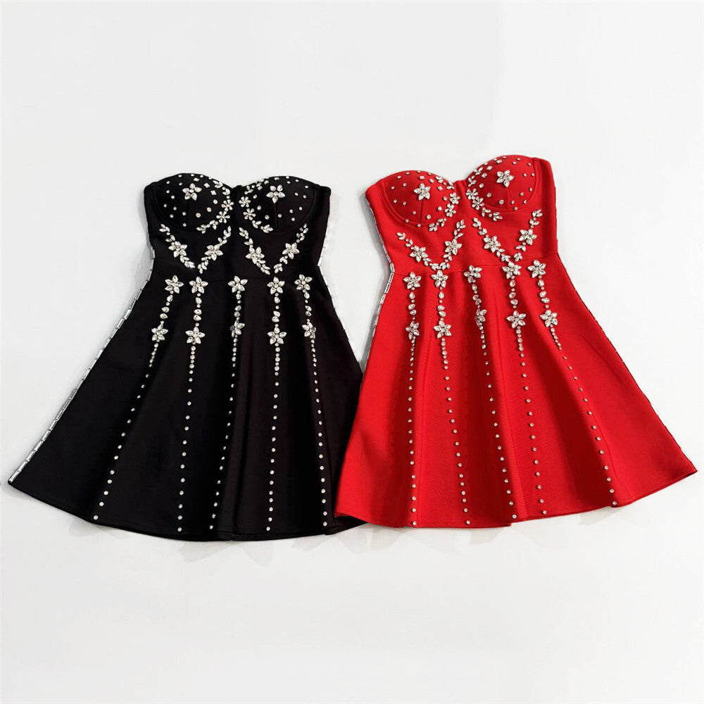 JULIE STRAPLESS BANDAGE MINI DRESS FOR PARTY