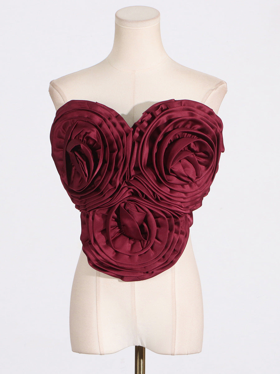 NEELA 3D FLOWER STRAPLESS MINI COCKTAIL DRESS
