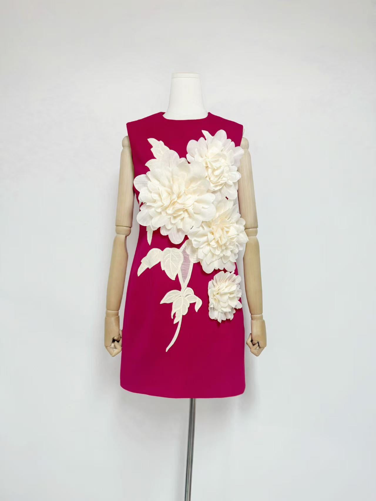 3D FLOWER MINI DRESS, BLACK, COCKTAIL PARTY
