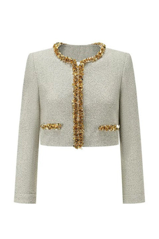 EVANGELINE SEQUIN JACKET APRICOT PARTY BLAZER