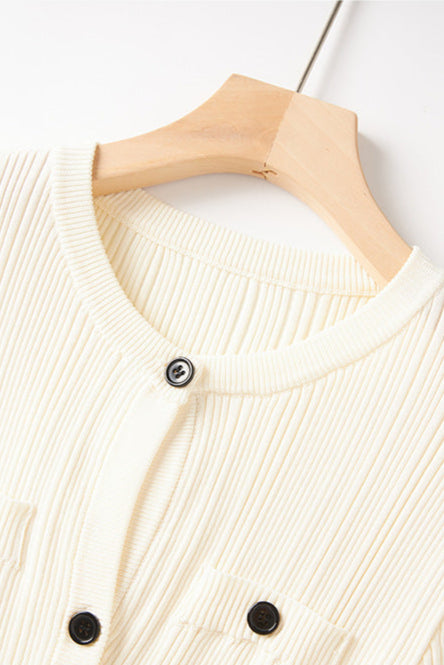 CAROLINE ASYMMETRIC KNIT MIDI DRESS BEIGE