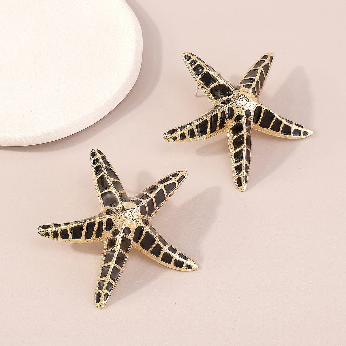 BLACK STARFISH EARRINGS, CASUAL BEACH JEWELRY