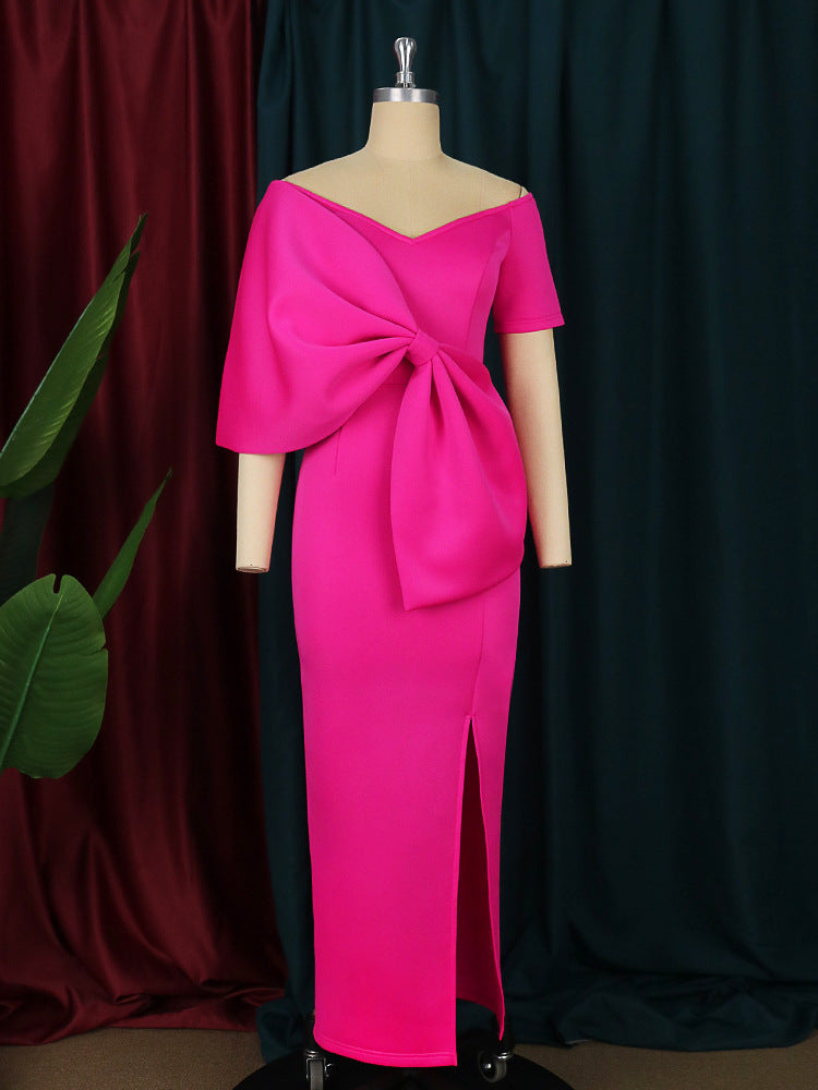 PINK BOW-KNOT MIDI DRESS, COCKTAIL PARTY