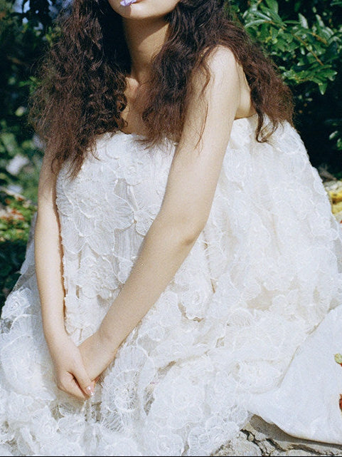 FLORAL APPLIQUÉ STRAPLESS MAXI DRESS, SUMMER WEDDING GUEST