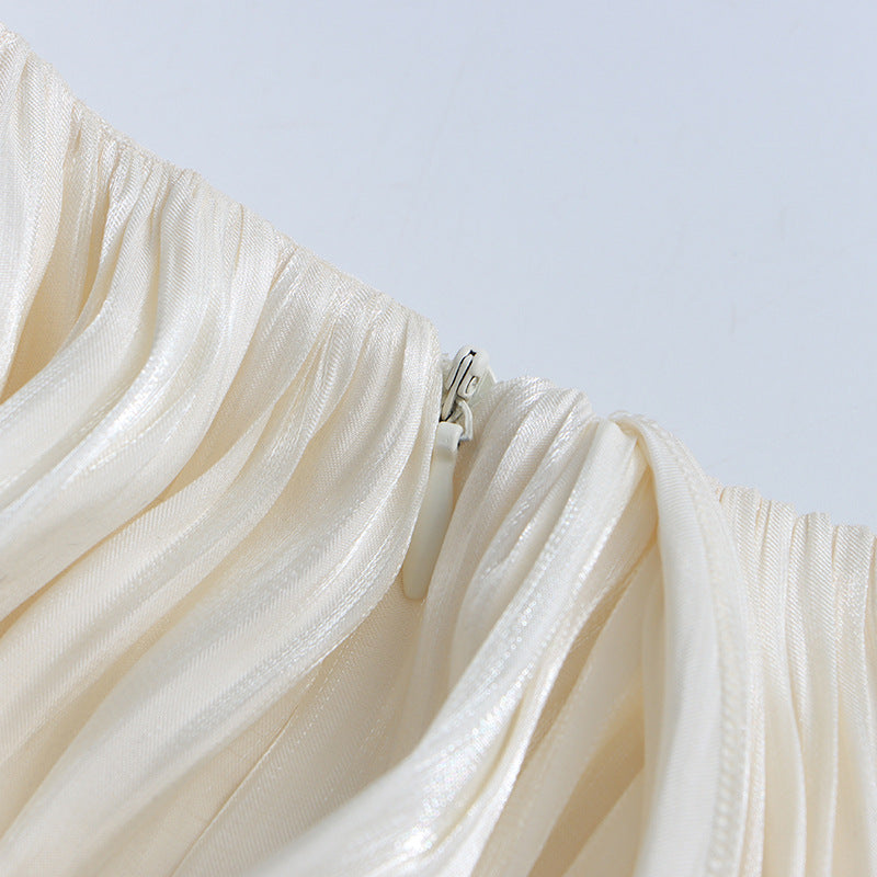 APRICOT PLEATED DRAPED MINI DRESS FOR EVENTS