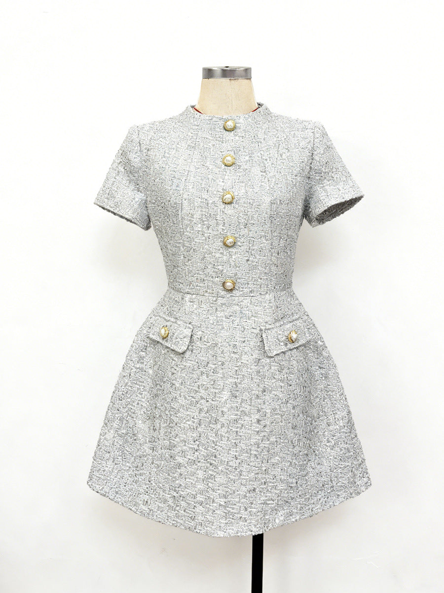 TIFFANY PEARL TWEED MINI DRESS GOLD COCKTAIL