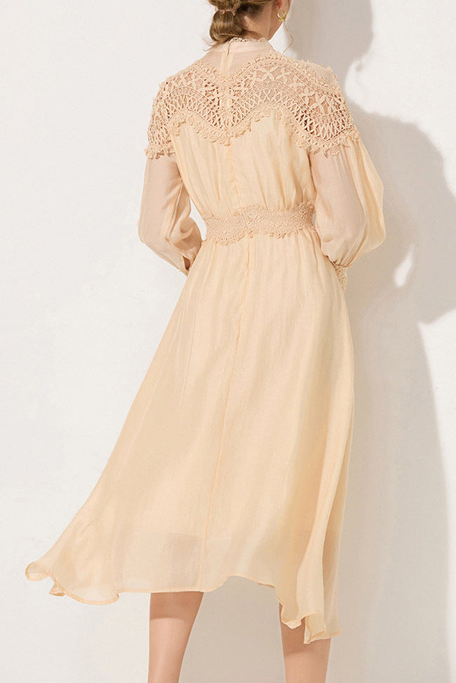 CECILIA APRICOT LANTERN SLEEVE MIDI DRESS FOR WEDDING