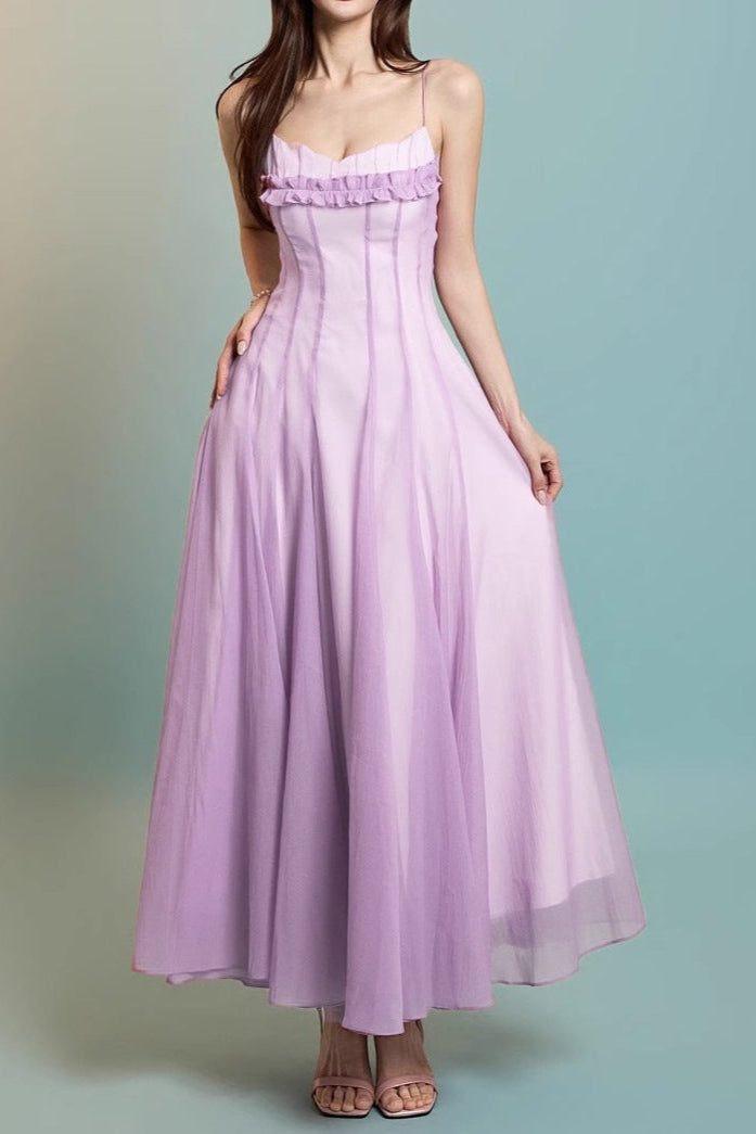 PURPLE CHIFFON WRAP MAXI DRESS FOR EVENING