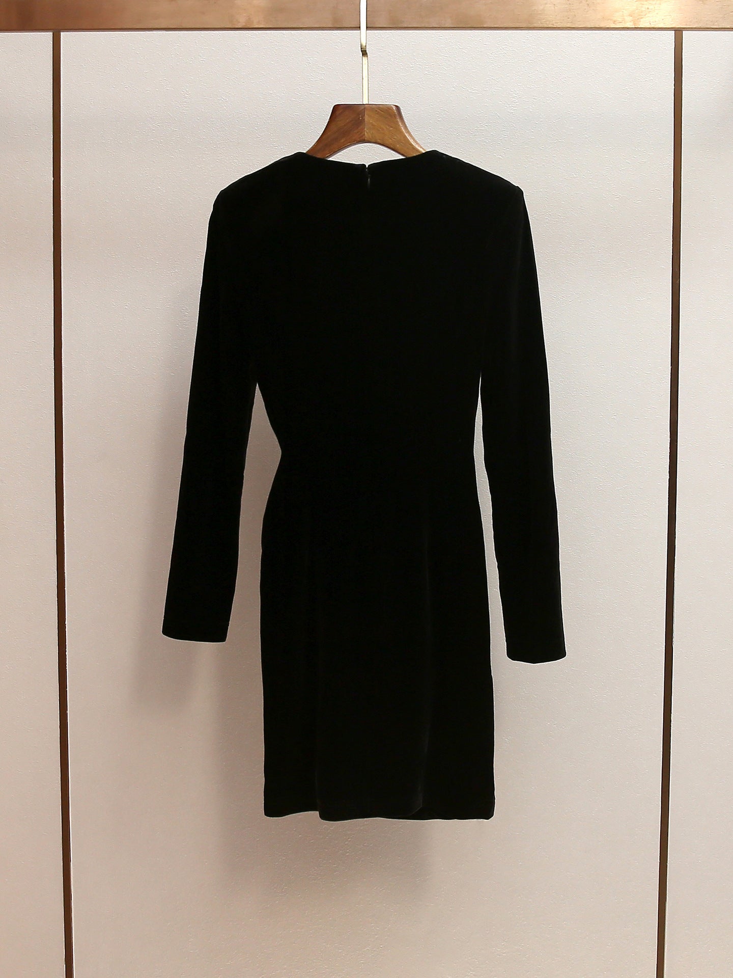 YVETTE BLACK VELVET EMBELLISHED MINI DRESS