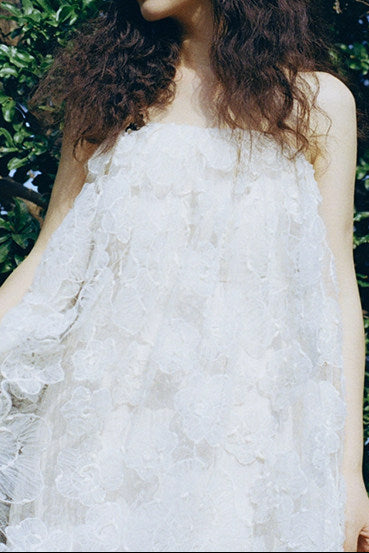 FLORAL APPLIQUÉ STRAPLESS MAXI DRESS, SUMMER WEDDING GUEST