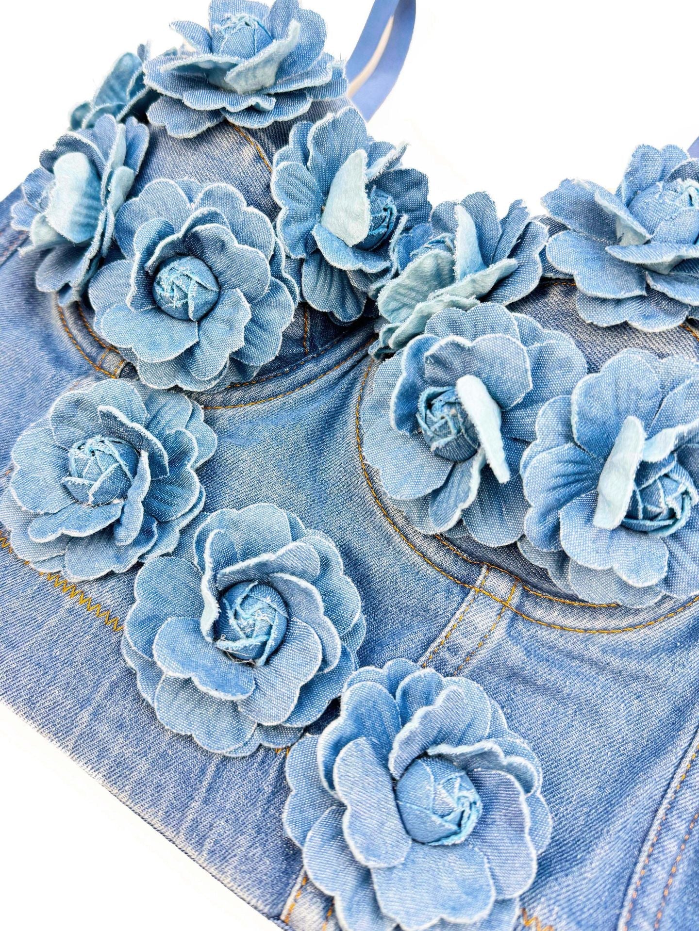 DENIM ROSES TOP FOR PARTY NIGHT