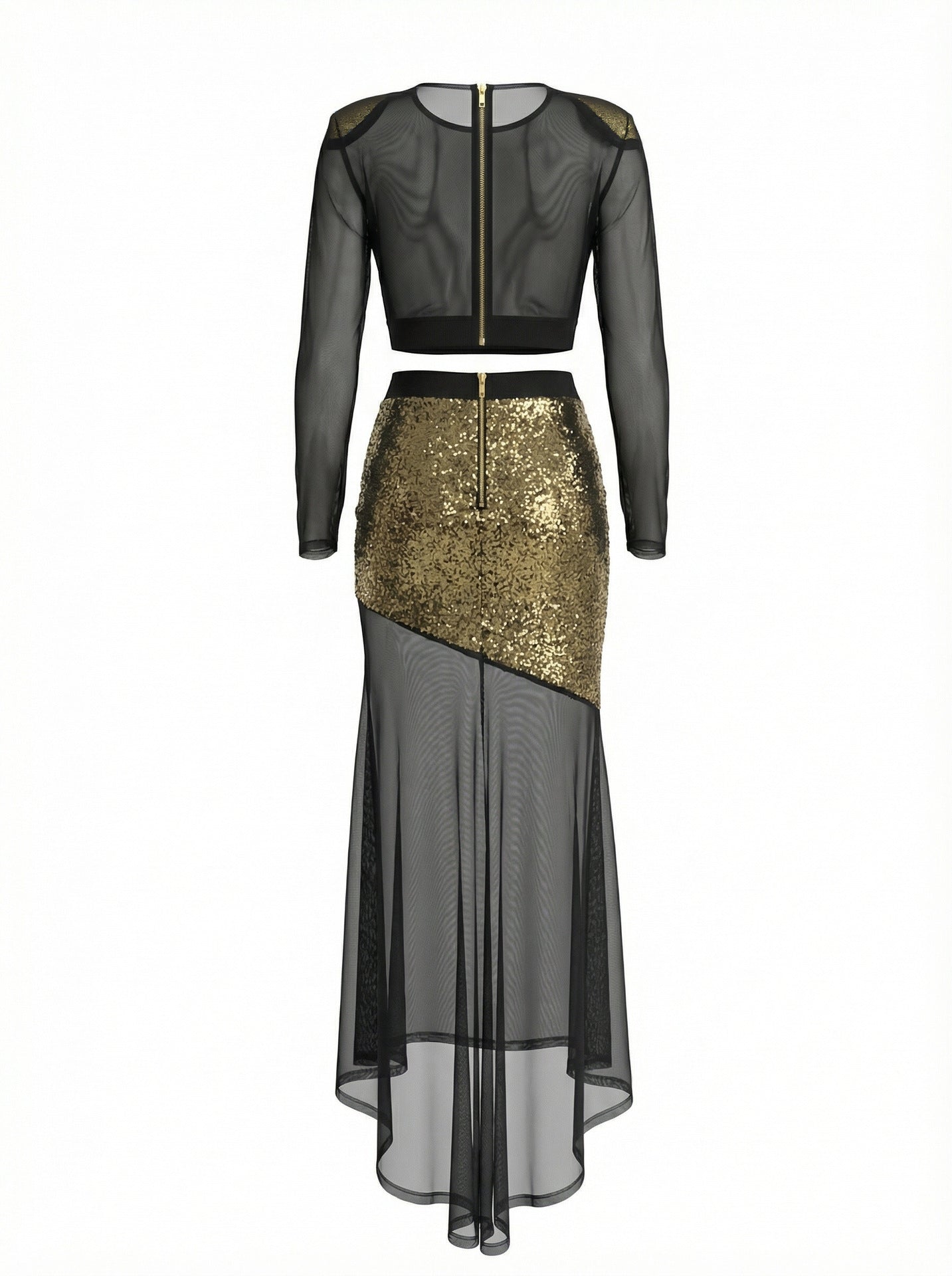 GOLD SEQUIN MESH TWO-PIECE SET PARTY
