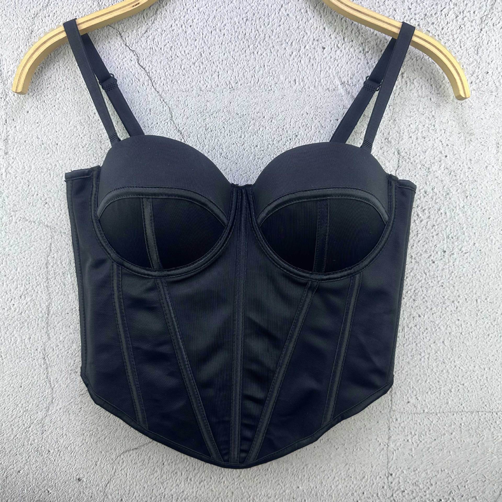 BASIA BLACK CORSET TOP, HERRINGBONE PARTY STYLE