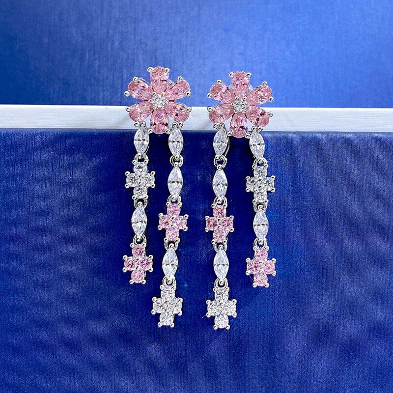 DROP SHAPED FLOWER EARRINGS, GOLD, WEDDING