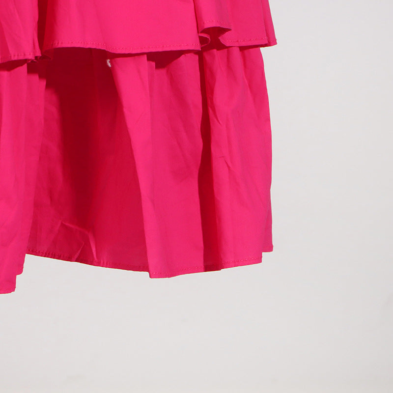 PLUNGE V-NECK RUFFLE TIERED SLIT GOWN PINK