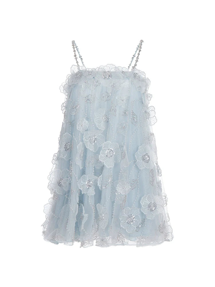 TUTU LIGHT BLUE SLEEVELESS FLOWER DOLL DRESS