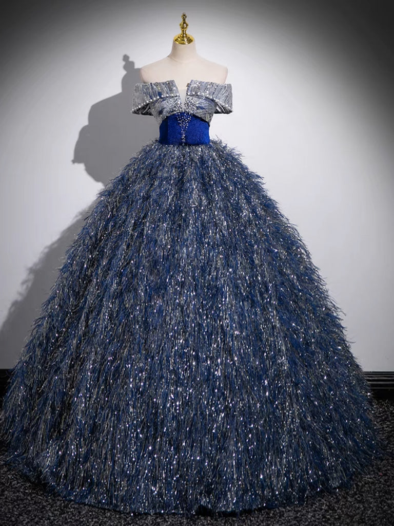 O1CN01IaxMSz2GWaalhGj35__3246669023_jpg A-LINE SEQUIN BLUE PROM GOWN, SHINY