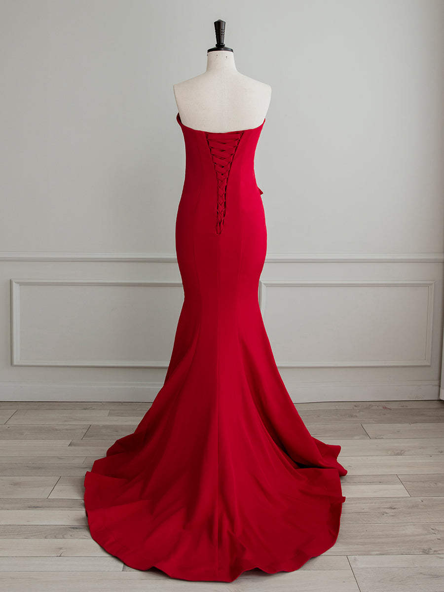 BURGUNDY MERMAID MAXI DRESS FOR WEDDING GUEST