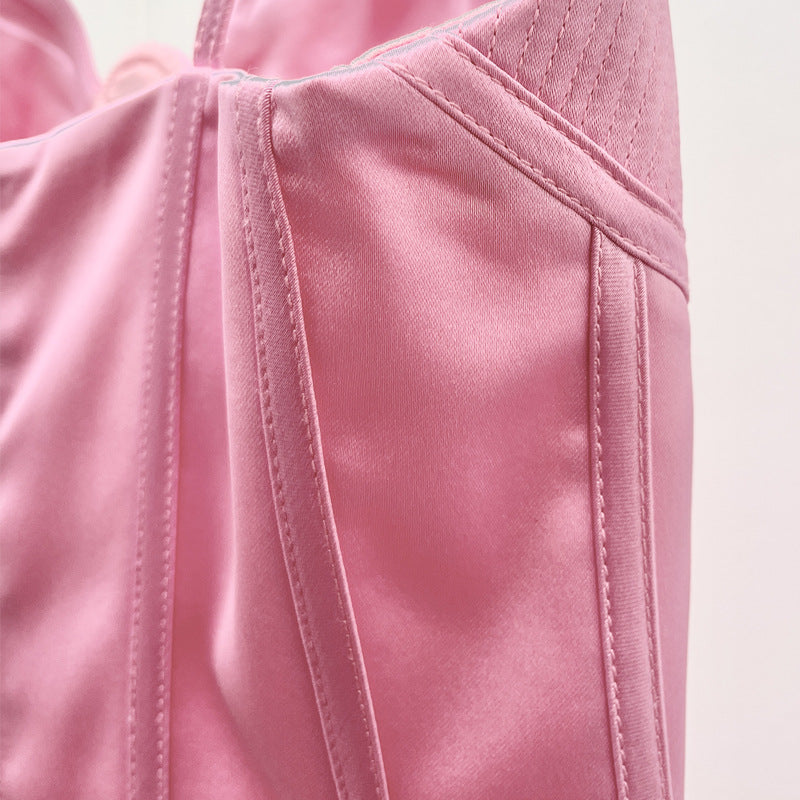 SATIN MINI DRESS, PINK, ACETATE-BLEND FOR COCKTAIL PARTY